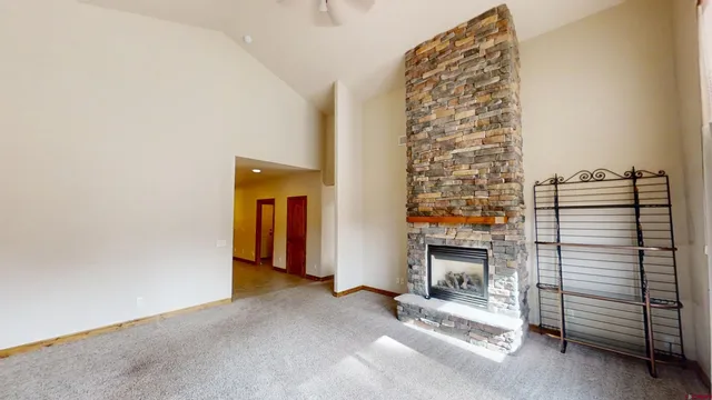 a view of a livingroom with a fireplace
