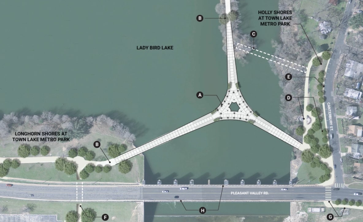 2705 East 2nd Street Austin, TX 78702 - Photo 2 of 36 View of East Austin's wishbone bridge spanning Lady Bird Lake set to be completed mid-2026.
