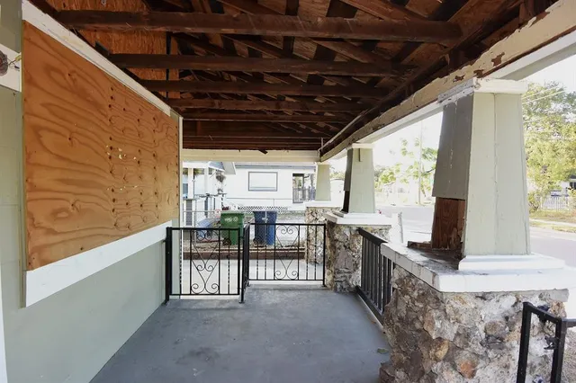 a view of an outdoor space with seating area