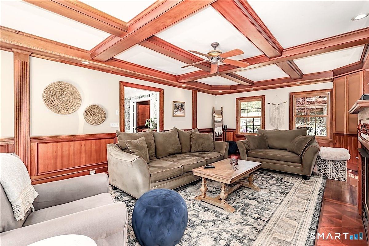 6 Elizabeth Street Newtown, CT 06470 - Photo 16 of 40 Beautiful Wood Beams Compliment the Custom Paneling and Beams