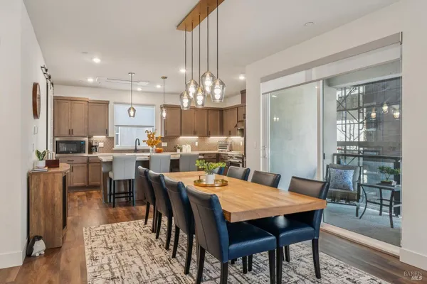 a view of a dining room and livingroom view