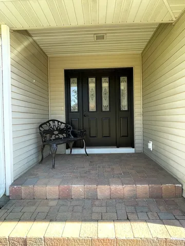 a living room with a couch and a potted plant