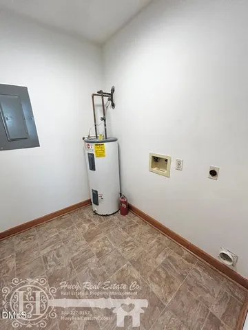 a view of a room with a window