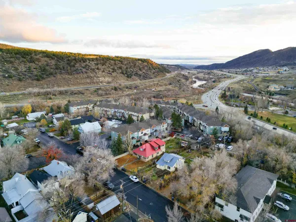 an aerial view of multiple house