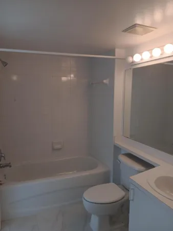a bathroom with a toilet and a bathtub