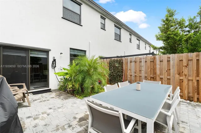 a view of an outdoor space with seating area