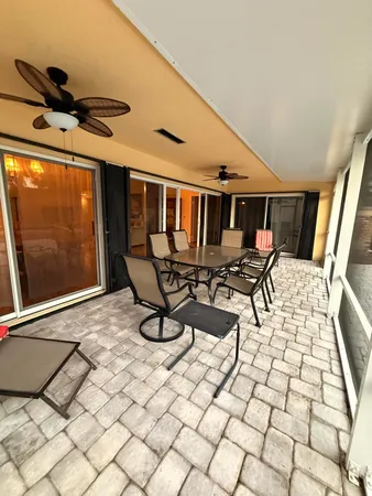 a outdoor space with chairs