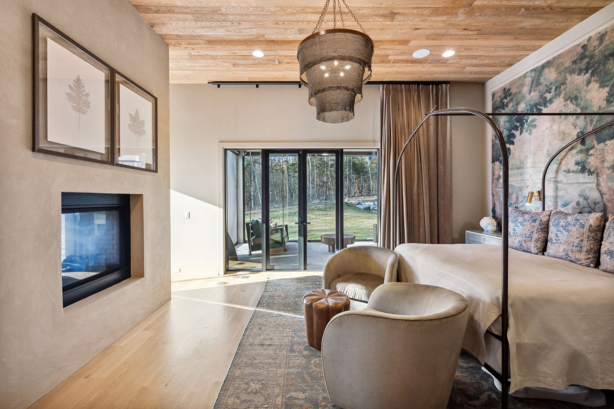 4640 Murfreesboro Road Franklin, TN 37067 - Photo 30 of 79 a living room with furniture a fireplace and a floor to ceiling window