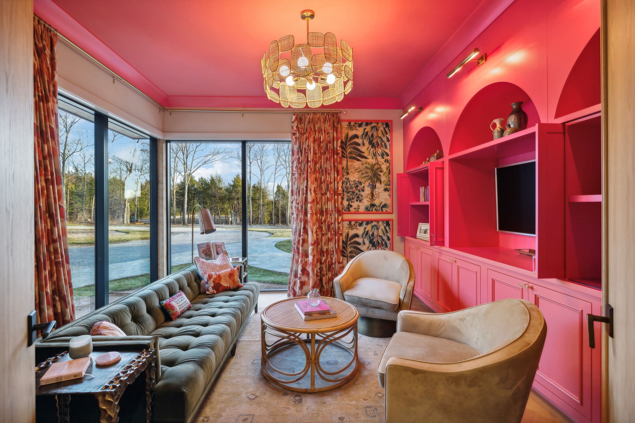 4640 Murfreesboro Road Franklin, TN 37067 - Photo 69 of 79 a living room with furniture a chandelier and a large window