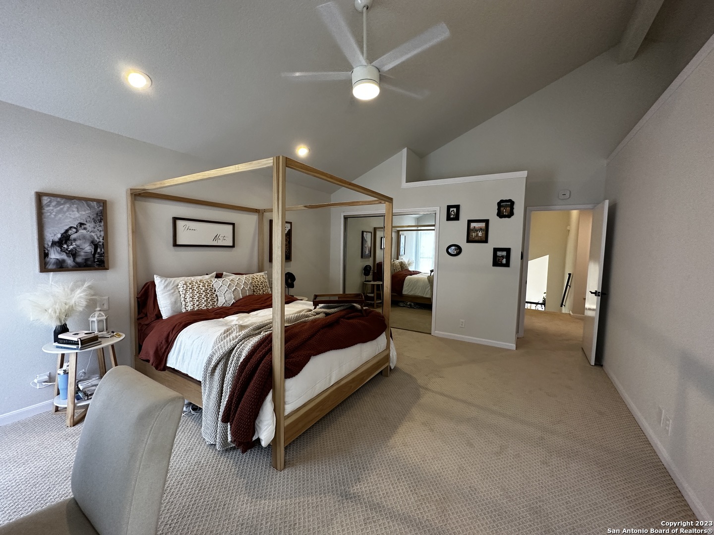 1722 Encino Spring San Antonio, TX 78259 - Photo 42 of 55 a spacious bedroom with a bed and ceiling fan