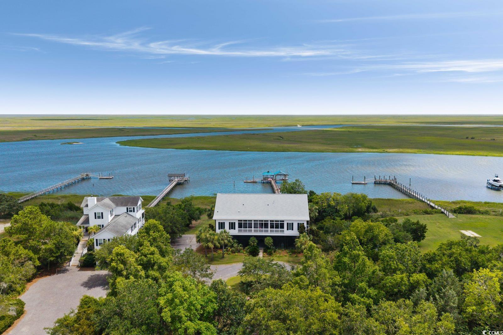 Aerial view of a large body of water