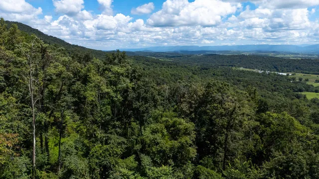 a view of a city and mountains