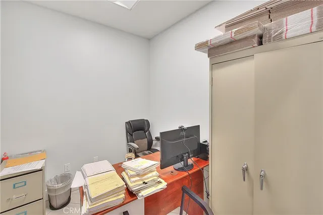 a view of a room with racks on the wall