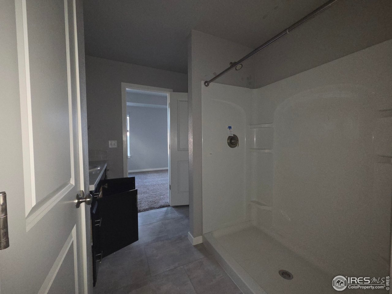 1203 Bison Way Wiggins, CO 80654 - Photo 7 of 17 a bathroom with a glass door shower