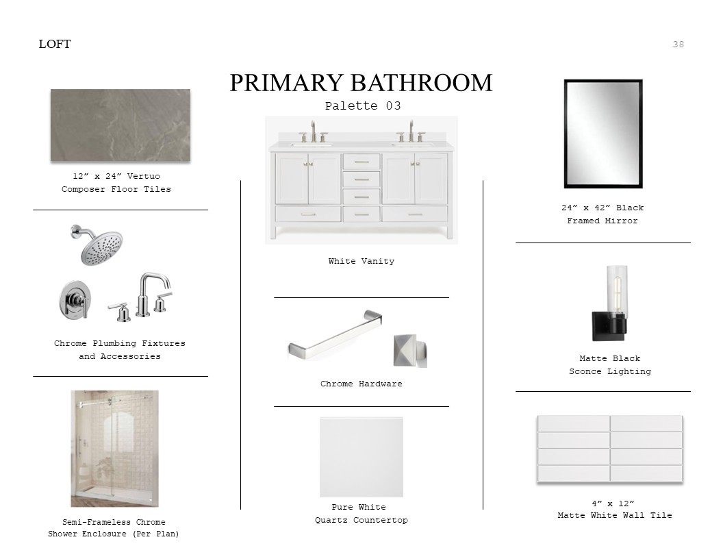 2806 Clapbread Lane Rosenberg, TX 77471 - Photo 20 of 39 Loft Look Palette 3: Primary Bathroom Selection Sheet (*Artist rendering used for illustration purposes only.)