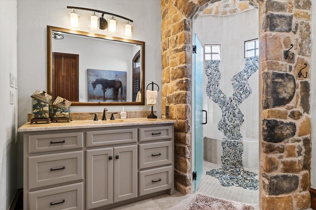 1625 Timber Ridge Trail Cross Roads, TX 76227 - Photo 9 of 40 Full bathroom featuring vanity and a shower stall
