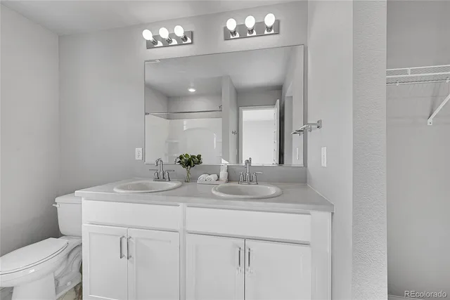 a bathroom with a sink a toilet and mirror