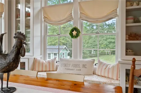 a living room with large window