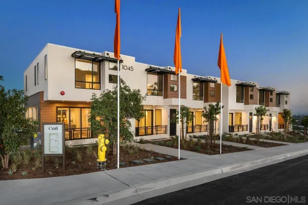 a front view of a building with street