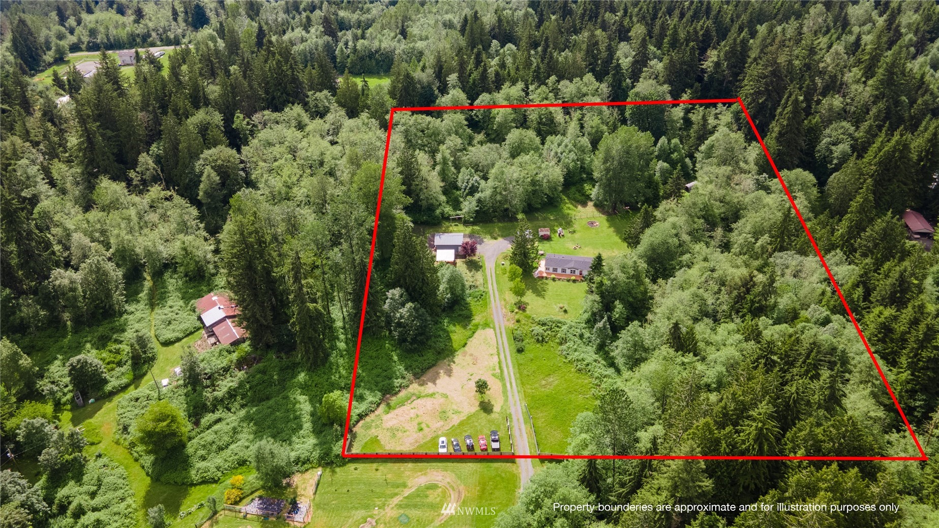 16227 OK Mill Road Snohomish, WA 98290 - Photo 38 of 38 an aerial view of residential house with outdoor space and trees all around