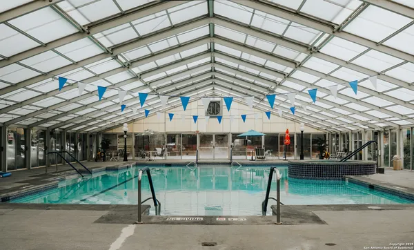 a view of a building with a patio