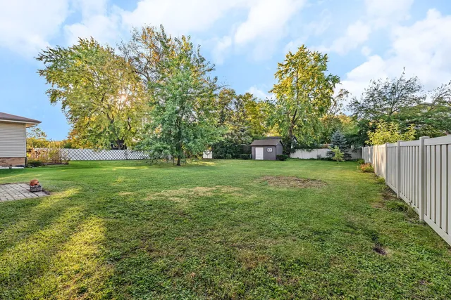 a view of a garden with trees