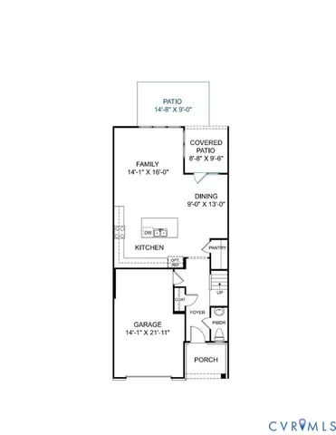 an aerial view of a dining room with furniture