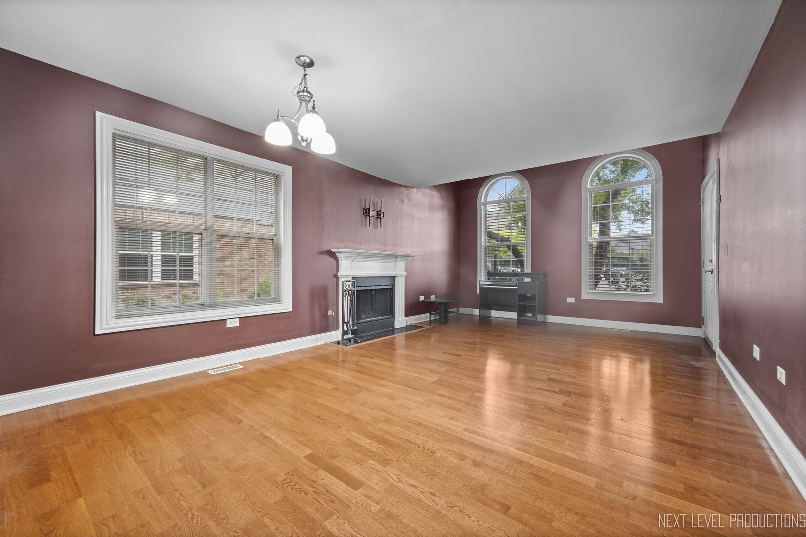 43 Foxcroft Road, Unit 119 Naperville, IL 60565 - Photo 5 of 13 an empty room with windows fireplace and wooden floor