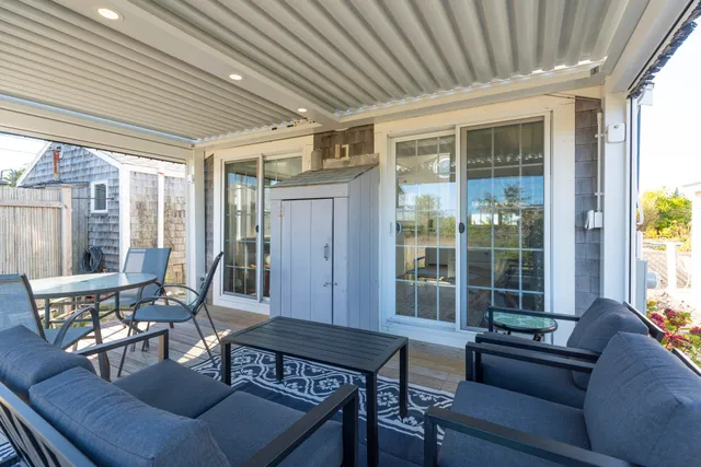 a outdoor living space with furniture