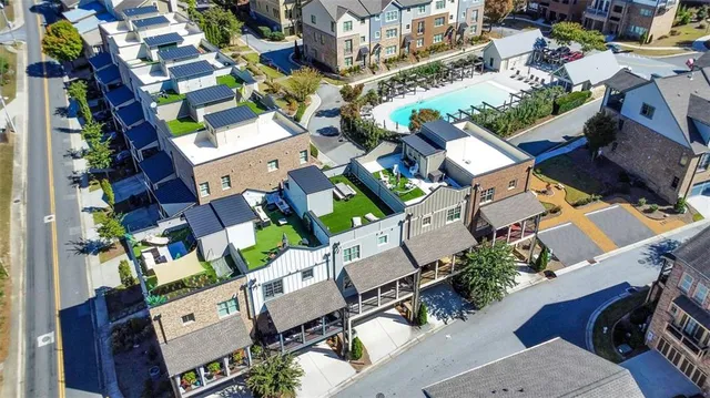 an aerial view of a house