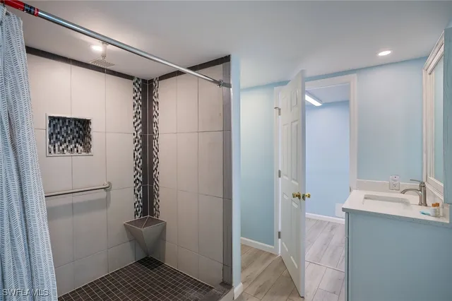 a view of a livingroom with furniture and a rug