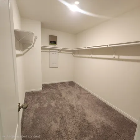 a view of a room with racks on the wall