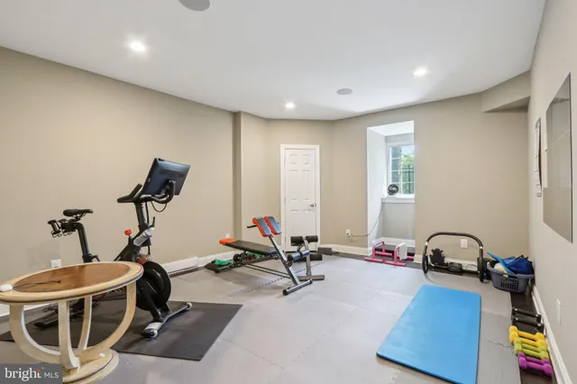a view of a room with gym equipment