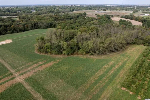 a view of a field with an ocean view