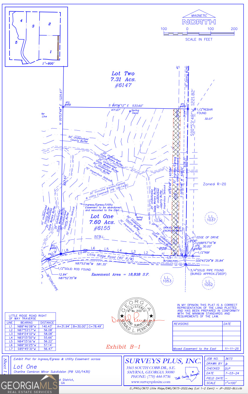 6155-lot #1) Little Ridge Road, Unit LOT #1 Acworth, GA 30102 - Photo 2 of 24 NEW EASEMENT LOCATION 1.24.26