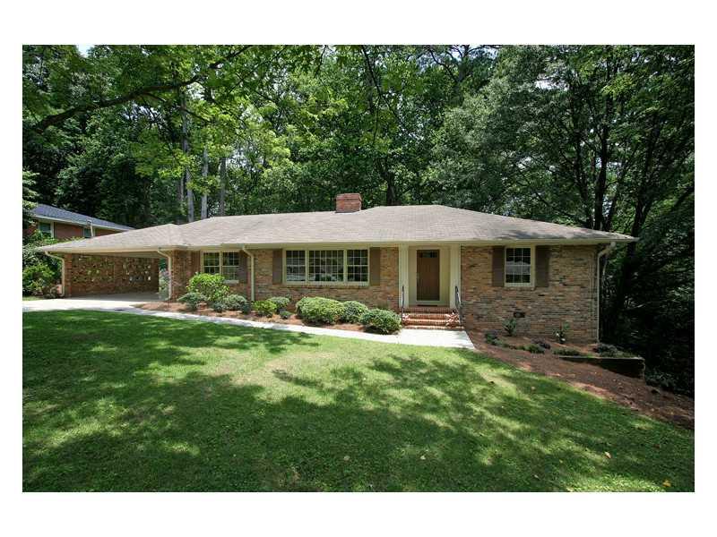 6445 Colebridge Road Northwest Sandy Springs, GA 30328 - Photo 1 of 1 Exterior Front. Amazing amount of finished space in this beautifully renovated 4 sided brick home in Sandy Springs.