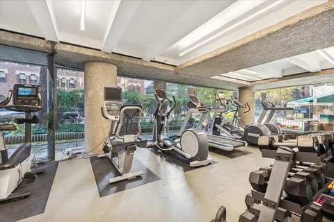 a view of a room with gym equipment