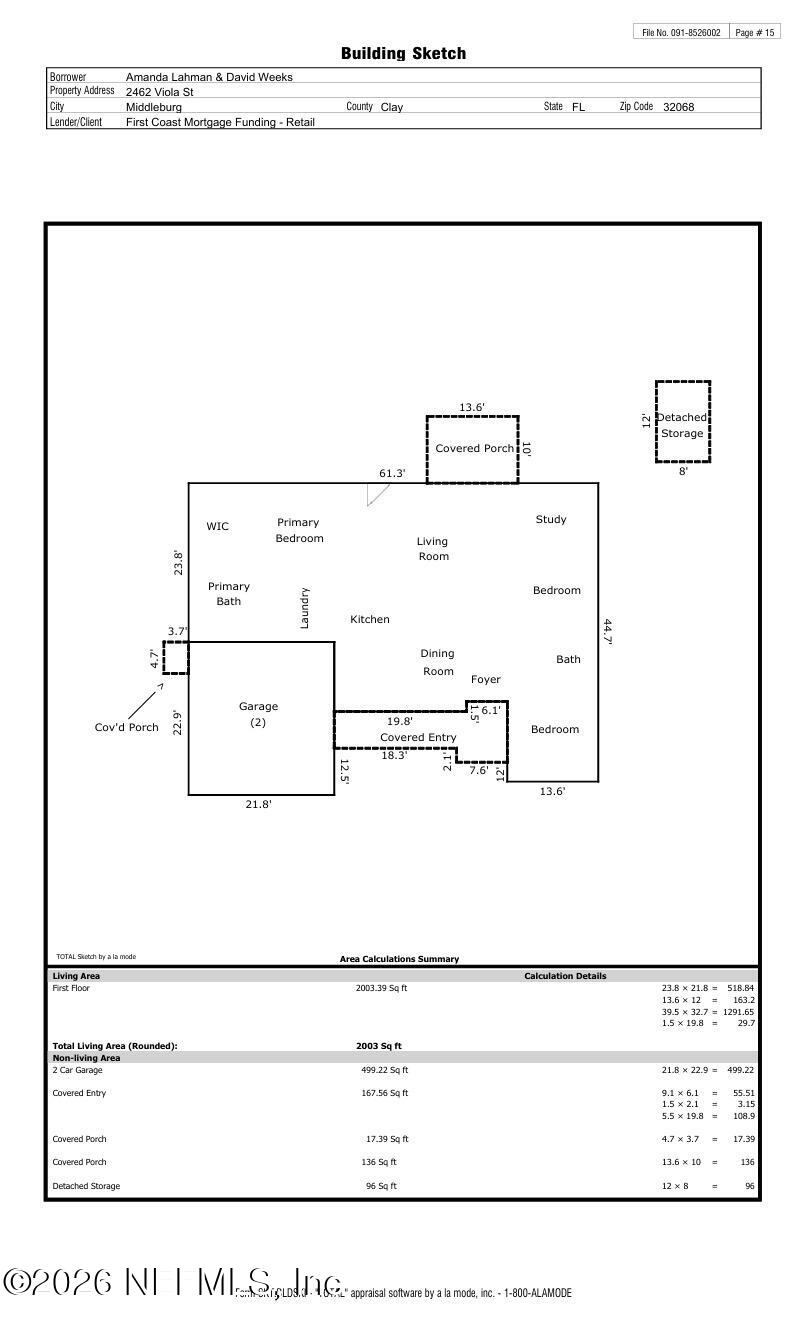 2462 Viola Street Middleburg, FL 32068 - Photo 61 of 61 2462 appraisal dimensions_