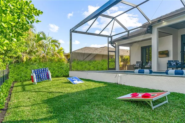 a view of yard with an outdoor space