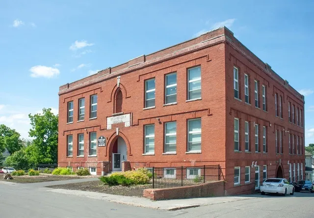 a front view of a building