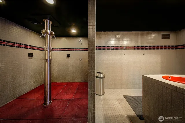 a bathroom with a shower