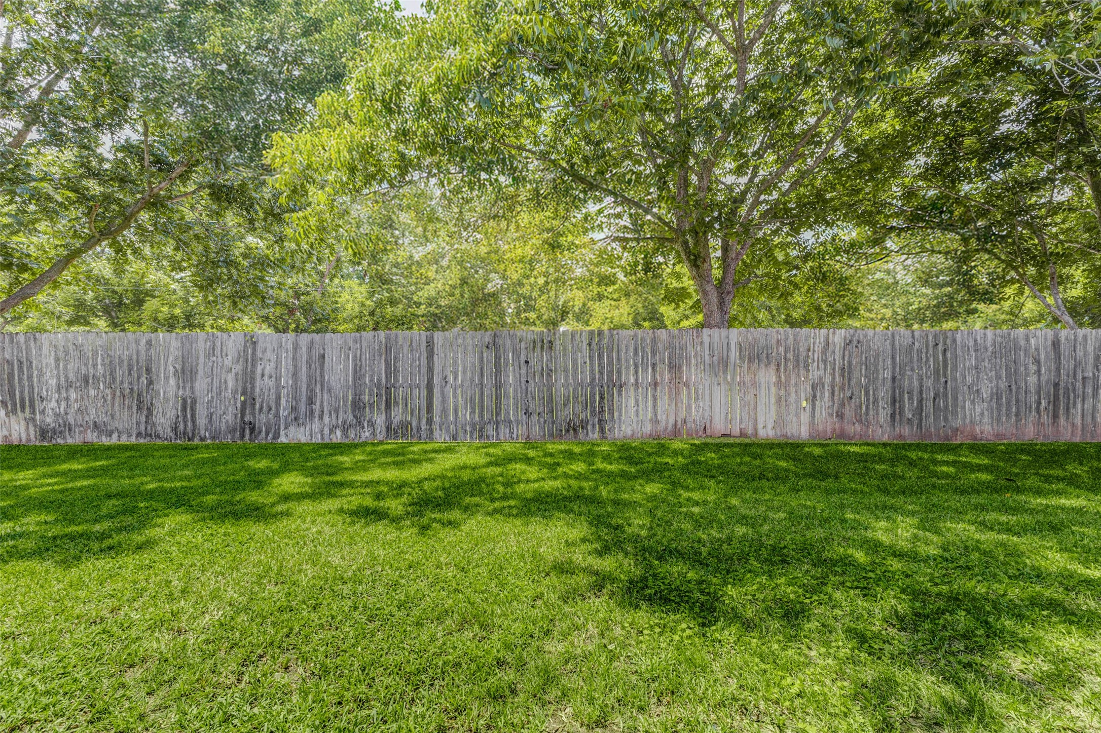 4315 Wickby Street Fulshear, TX 77441 - Photo 46 of 46 a view of a backyard with large trees and wooden fence