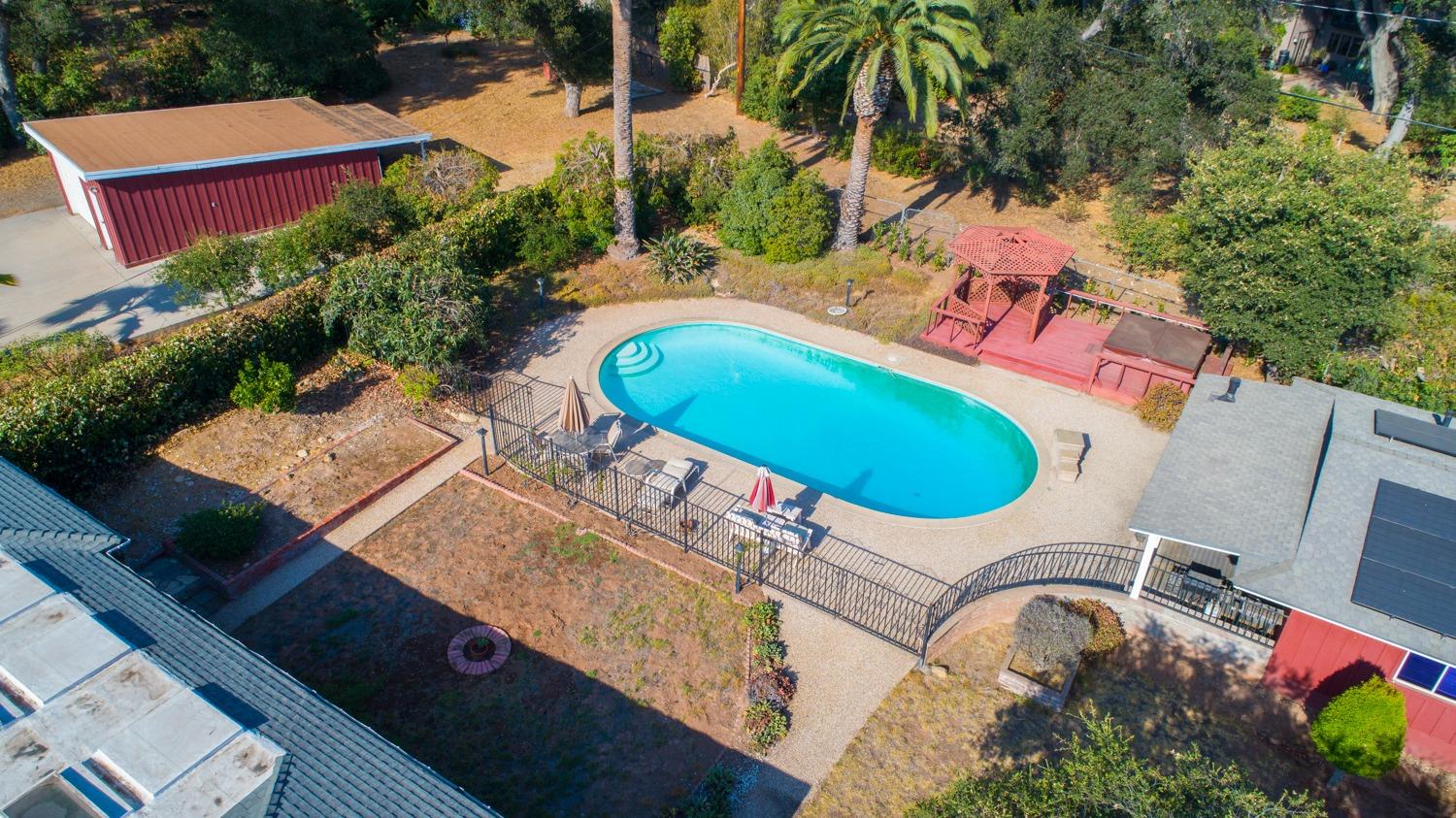 516 Palomar Road Ojai, CA 93023 - Photo 36 of 45 an aerial view of a house with swimming pool