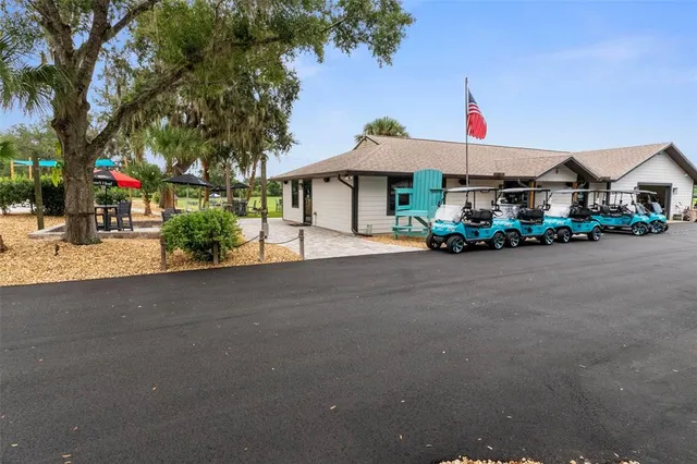 a view of a golf course with a lake