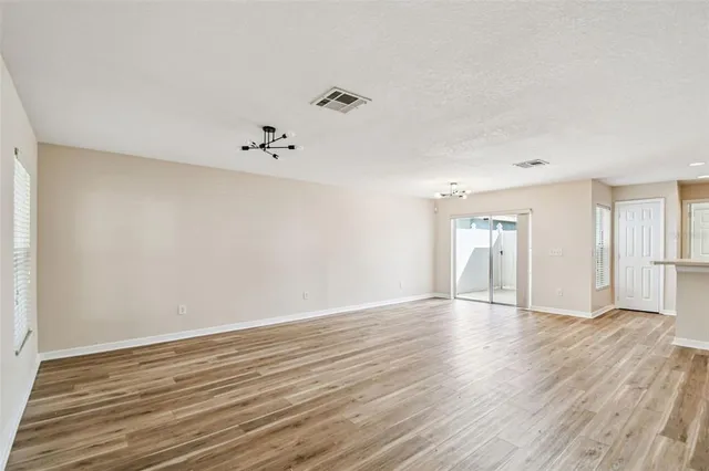 a storage room with wooden floor