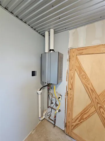 a view of a park with large trees