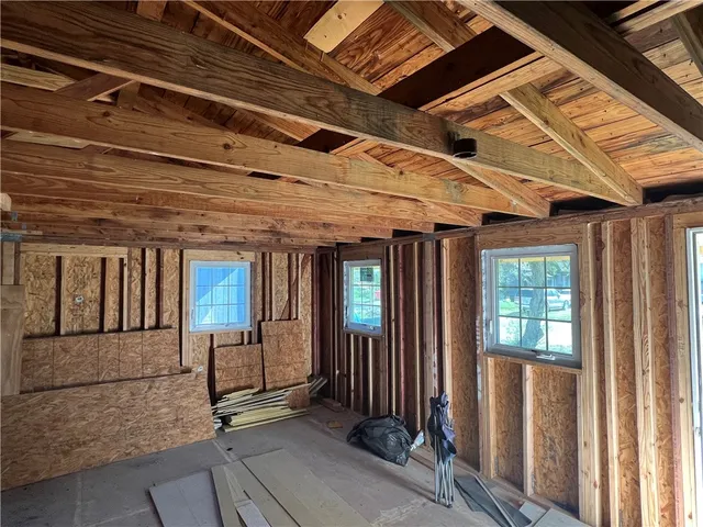 a view of a porch of a house