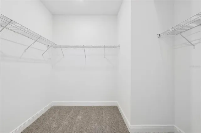 a view of a room with racks on the wall