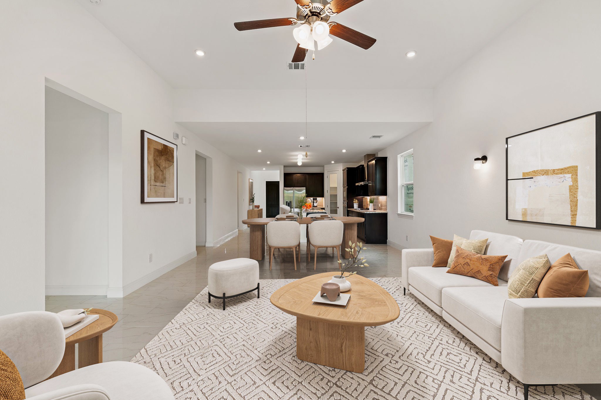 1045 Villa Rialto View Leander, TX 78641 - Photo 7 of 40 Living room with recessed lighting and a ceiling fan