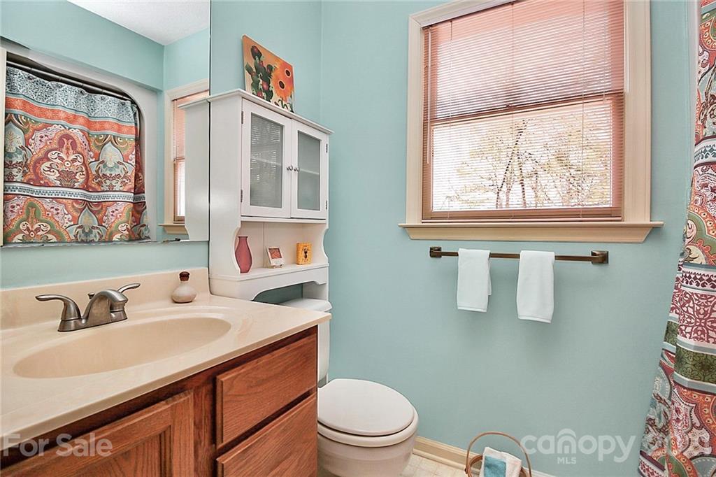 29032 Snapper Point Tega Cay, SC 29708 - Photo 26 of 48 a bathroom with a sink a mirror a toilet and a window